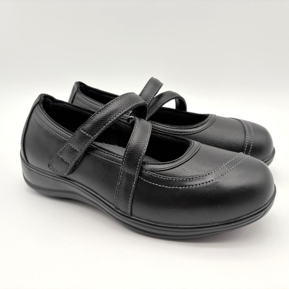 Orthofeet Celina Mary Jane Shoes Womens Size 8 2E Extra Wide Width Black Leather